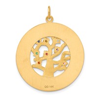14K Yellow Gold Multi-color CZ Tree of Life Pendant view 3