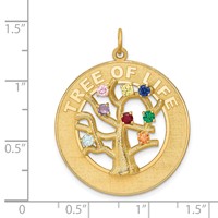 14K Yellow Gold Multi-color CZ Tree of Life Pendant view 4