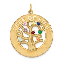 14K Yellow Gold Multi-color CZ Tree of Life Pendant view 1