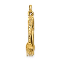 14K Yellow Gold 3-D Knife, Fork and Spoon Charm view 4