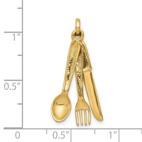 "14K 3-D Knife, Fork and Spoon Charm"