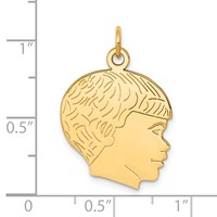 14K Yellow Gold Solid Polished Boys Head Charm view 4