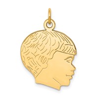 14K Yellow Gold Solid Polished Boys Head Charm view 1