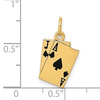 14K Yellow Gold Enameled Blackjack Playing Cards Charm view 4