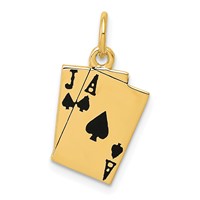 14K Yellow Gold Enameled Blackjack Playing Cards Charm view 1