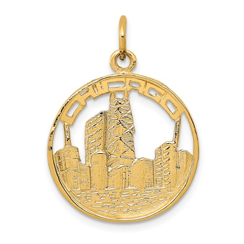 14K Yellow Gold Chicago Skyline Charm