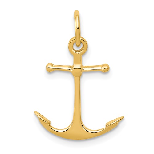 14K Yellow Gold 3-D Anchor Charm