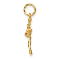 14K Yellow Gold Solid 3-D Stork Charm view 2