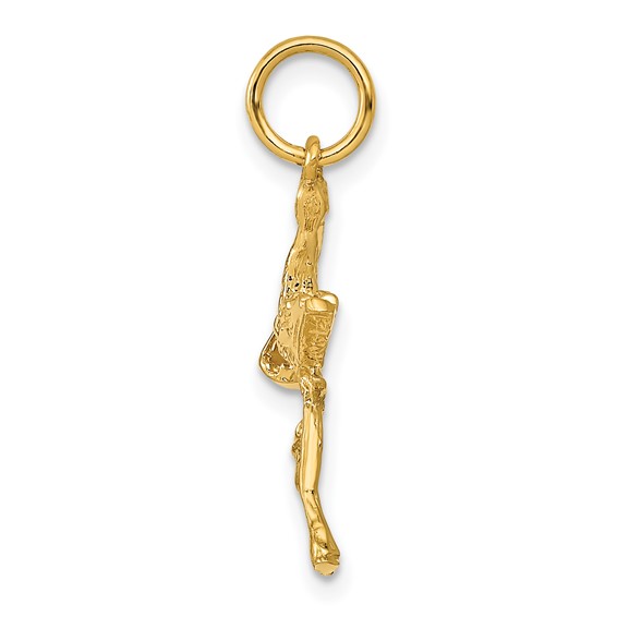 14k Solid 3-D Stork Charm