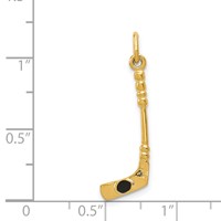 14K Yellow Gold 3-D Hockey Stick Charm with Enamel view 4