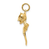 14K Yellow Gold Red CZ Rose Charm view 2