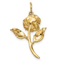 14K Yellow Gold Red CZ Rose Charm view 4