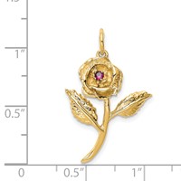 14K Yellow Gold Red CZ Rose Charm view 3