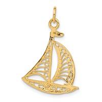 14K Yellow Gold Filigree Sailboat Charm view 3