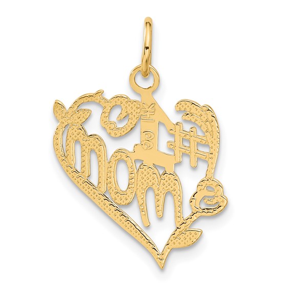 14k #1 MOM Heart Charm