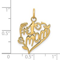 14K Yellow Gold #1 Mom Heart Charm view 4