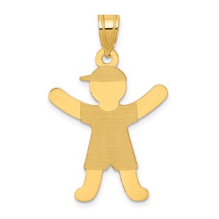 14k Laser Polished Boy with Hat Charm