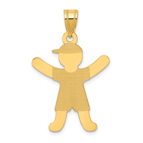 14K Yellow Gold Laser Polished Boy Charm with Hat