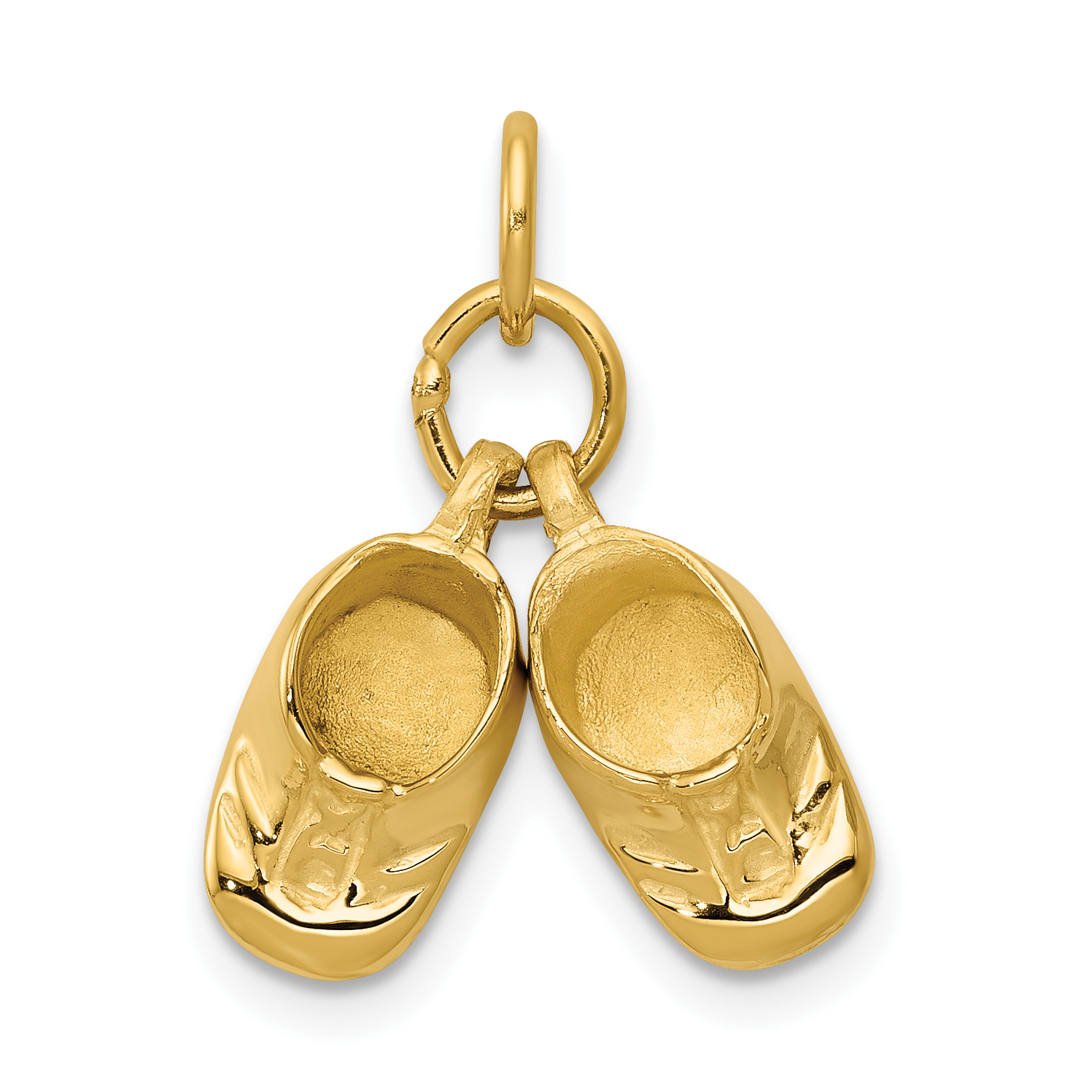 14k 3D Moveable Polished Baby Shoes Charm (A9281)