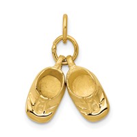 14K Yellow Gold 3-D Moveable Polished Baby Shoes Charm view 1