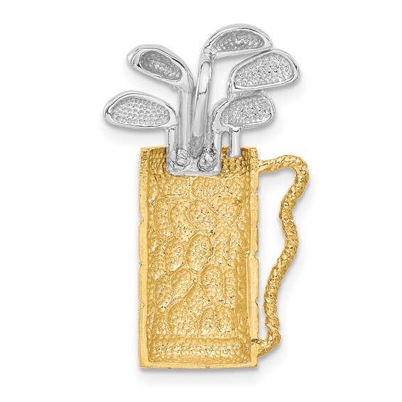 14k Two-tone Golf Bag with Clubs Pendant