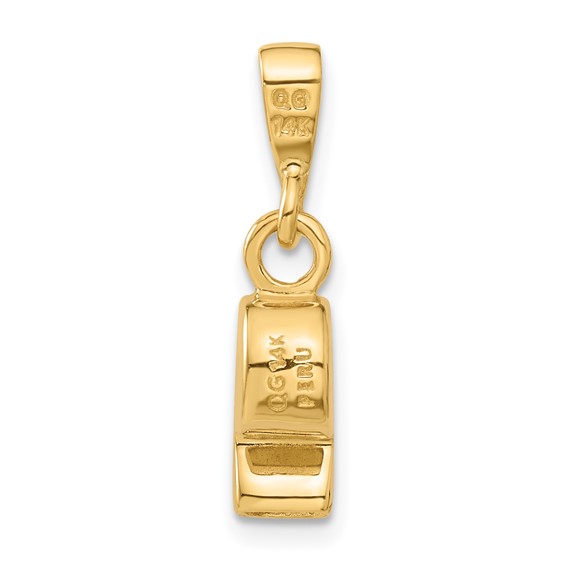 14K 3-D Sports Whistle Pendant