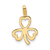 14K Yellow Gold Heart Clover Charm view 1