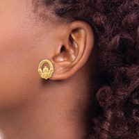 14K Yellow Gold Claddagh Post Earrings view 3