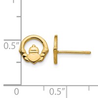14K Yellow Gold Claddagh Post Earrings view 4