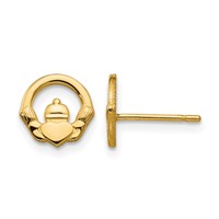 14K Yellow Gold Claddagh Post Earrings view 1