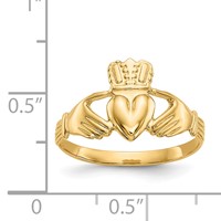 14K Polished Claddagh Ring view 3