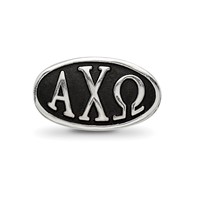 Sterling Silver LogoArt 15.25mm Alpha Chi Omega Sorority Greek Letters Enameled Oval Bead view 3