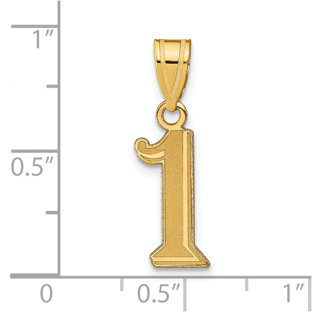 14k Polished Etched Number 1 Pendant (AEN01)
