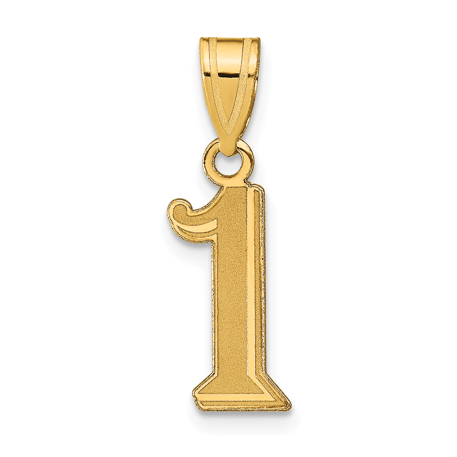 14k Polished Etched Number 1 Pendant (AEN01)