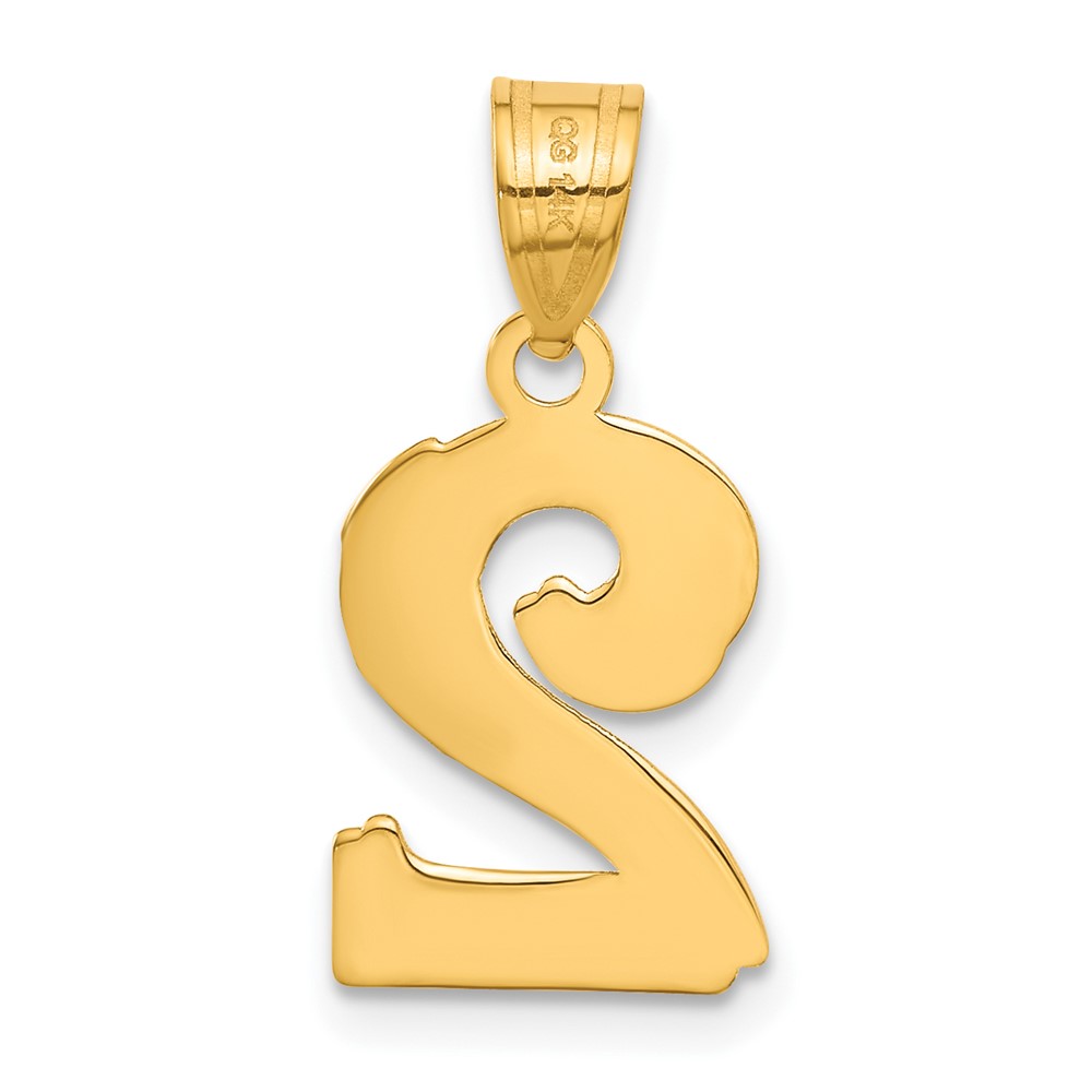 14k Polished Etched Number 2 Pendant (AEN02)