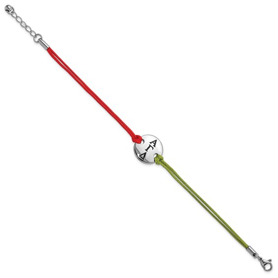 Alpha Gamma Delta Sorority Circle Disc Red & Green w/1in ext Bracelet