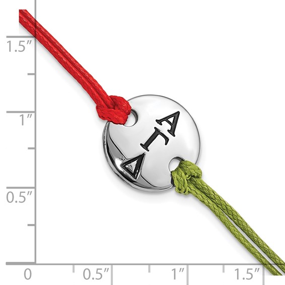 Alpha Gamma Delta Sorority Circle Disc Red & Green w/1in ext Bracelet