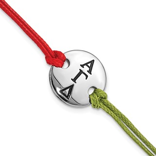Alpha Gamma Delta Sorority Circle Disc Red & Green w/1in ext Bracelet