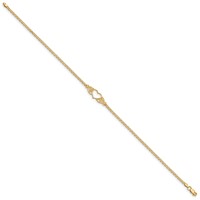 14K Yellow Gold Polished Open Heart Anklet with Filigree and Bismark Chain, 10" view 2