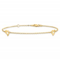 14K Yellow Gold Polished Cut-out Heart Plus 1 Inch Extender - Total 10 Inch Anklet, 9" view 3