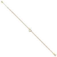 14K Yellow Gold Double Strand Chain and Twisted Heart Plus 1 Inch Extender - Total 10 Inch Anklet, 9" view 2