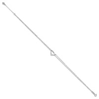 14K White Gold Double Strand Chain Twisted Heart Plus 1 Inch Extender - Total 10 Inch Anklet, 9" view 2