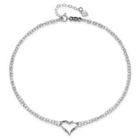 14K White Gold Double Strand Chain Twisted Heart Plus 1 Inch Extender - Total 10 Inch Anklet, 9" view 4