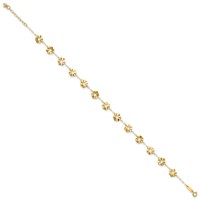 14K Yellow Gold Ruffle Star Flowers Plus 1 Inch Extender - Total 10 Inch Anklet, 9" view 2