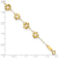 14K Yellow Gold Ruffle Star Flowers Plus 1 Inch Extender - Total 10 Inch Anklet, 9" view 5