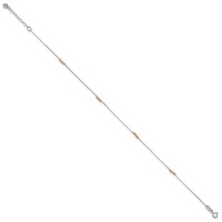 14K Two-Tone Mirror Beaded 4-Station Plus 1 Inch Extender - Total 10 Inch Anklet, 9" view 2