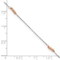 14K Two-Tone Mirror Beaded 4-Station Plus 1 Inch Extender - Total 10 Inch Anklet, 9" view 4