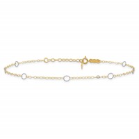 14K Two-tone Circles 7-Station Plus 1 Inch Extender - Total 10 Inch Anklet, 9" view 3