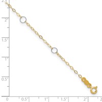 14K Two-tone Circles 7-Station Plus 1 Inch Extender - Total 10 Inch Anklet, 9" view 4