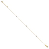 14K Two-tone Mirror Beads 3-Station Plus 1 Inch Extender - Total 10 Inch Anklet, 9" view 2